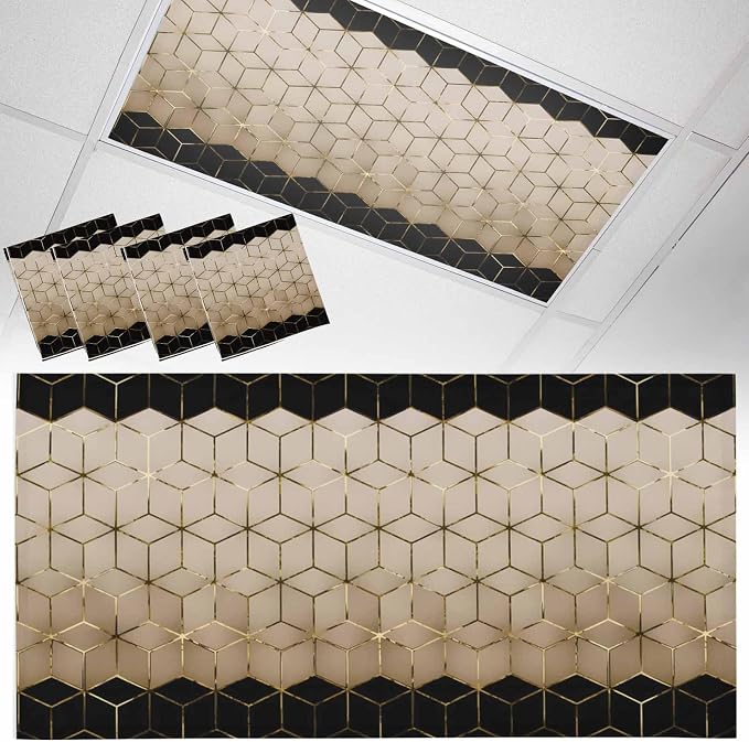 2x4 ft Fluorescent Light Cover for Ceiling Modern Brown Black Geometric Texture by Unknown