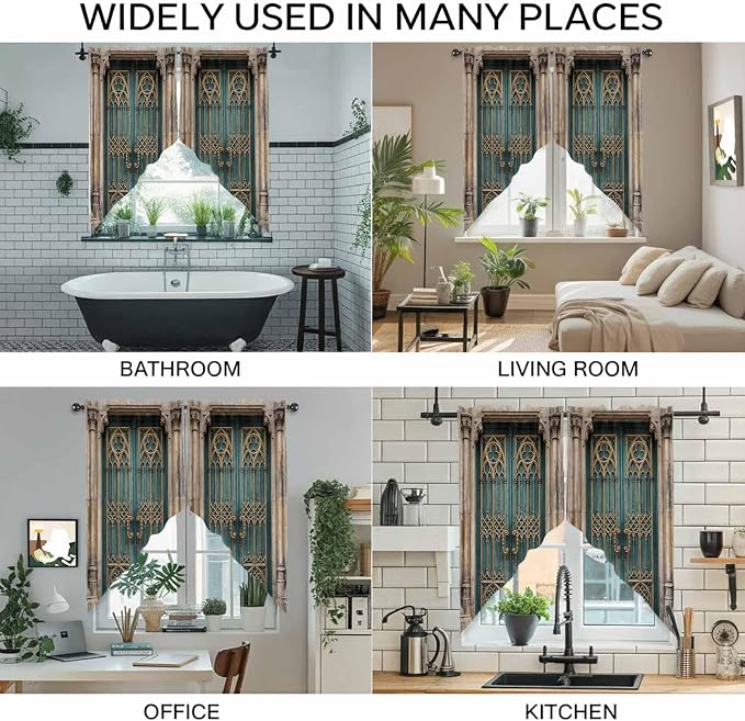 Turquoise Vintage Door Swag Valances - Image 9