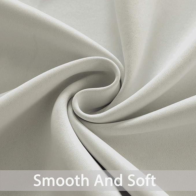 Yakamok Curtains 63 Inch Length Room Darkening Thermal Insulated Soft and Smooth Curtain with Grommet for Living Room(2 Panels,52Wx63L, Light Beige)