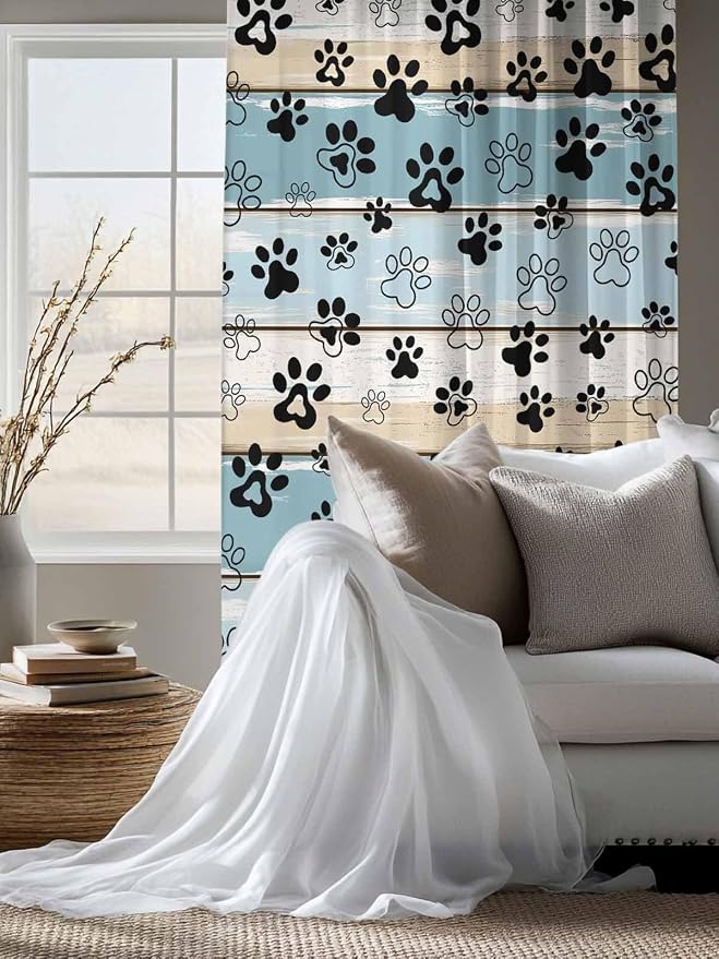 Sheer Curtains 63 Inch Length, Vintage Farmhouse Country Wood Grain Privacy - Image 4