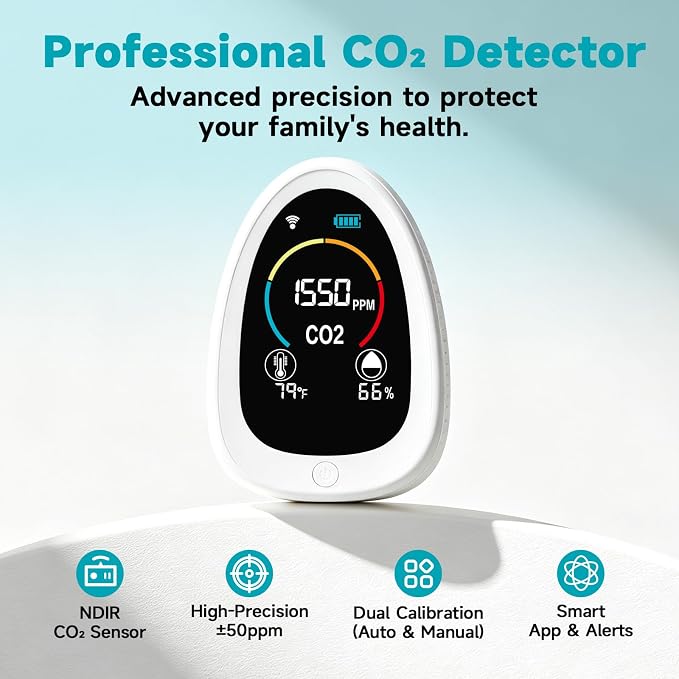 AIRNERGY Portable CO2 Monitor Indoor Air Quality Monitor - Image 2