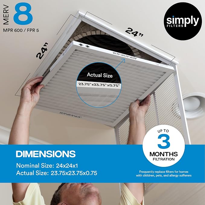 Simply 24x24x1 Air Filter, Merv 8, 4 Pack, - Image 3