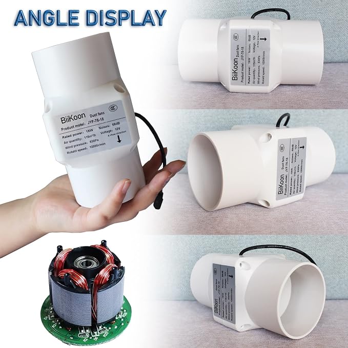 12V Inline Duct Fan 3 Inch 75Mm Ventilation Exhaust Booster 18W 68 Cfm Intake - Image 3