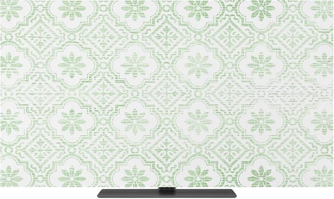 Abstract Damask Green Floral Indoor TV Cover, Elastic TV Screen Protector - Image 2