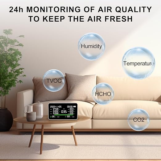 11-in-1 Air Quality Monitor, Indoor CO2/VOC/AQI/PM2.5/Thermometer/Humidity - Image 4