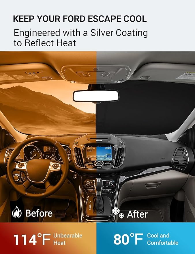 Proadsy 2026 Upgrade Windshield Sun Shade Custom Fit 2013-2019 Escape Foldable - Image 3