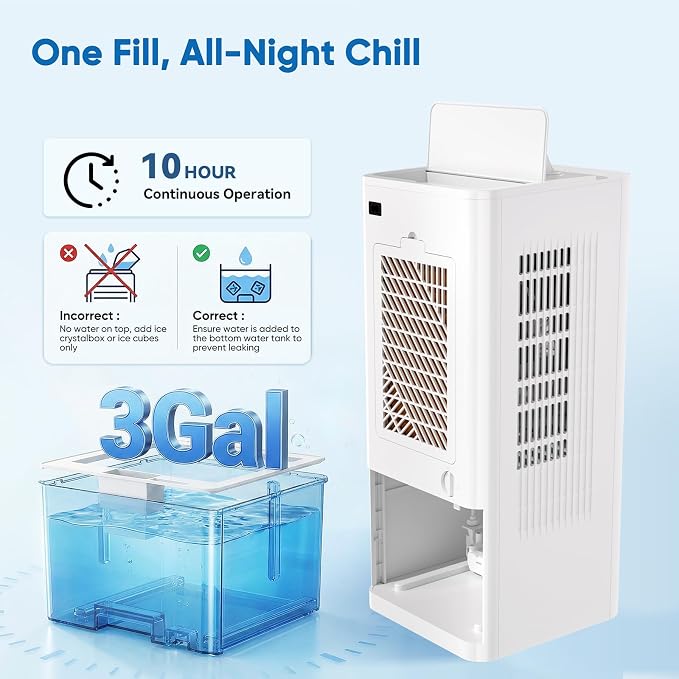 Portable Air Conditioners Fan, Windowless Evaporative Air Cooler 2 Modes & 6 - Image 7
