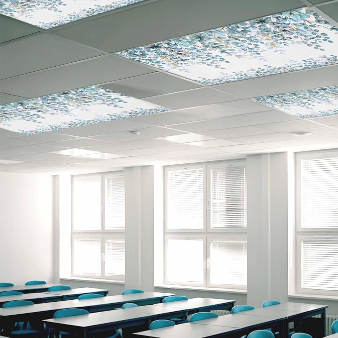 3 Pack Fluorescent Light Cover for Classroom Ceiling Light, Teal Blue - Image 2