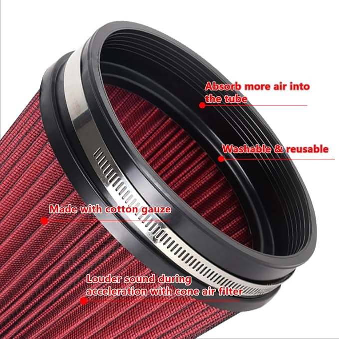 6" 152 mm High Flow Inlet Air Filter, Air Intake Cone Filter Replacement - Image 2
