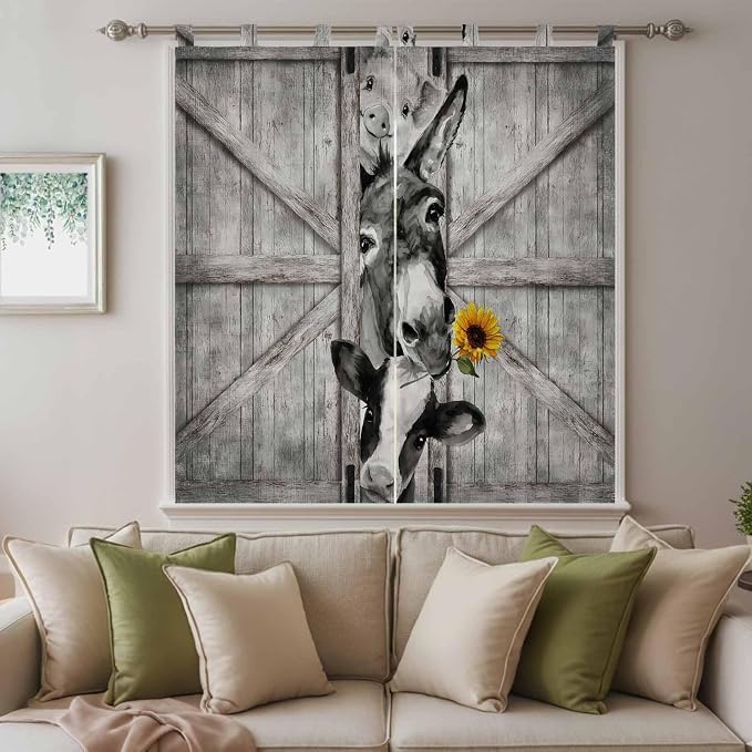 Funny Farm Animals Living Room Curtains 84 Inch Length, Window Curtains Tab Top - Image 9