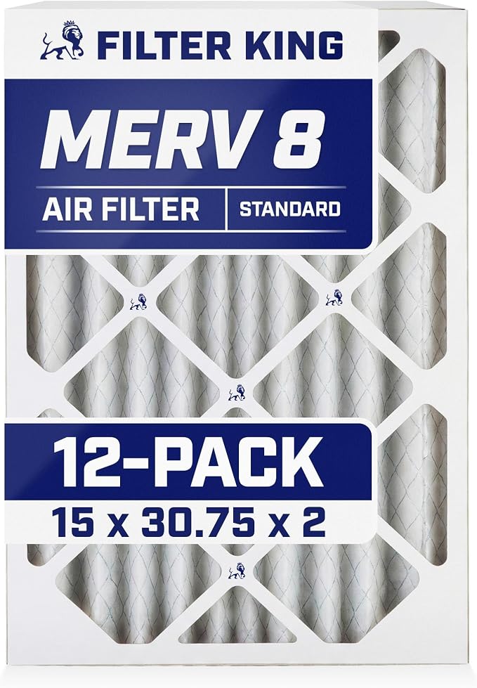 Filter King Air Filters | 15x30.75x2 | 12-PACK | MERV 8 HVAC Pleated AC Furnace by FilterKing
