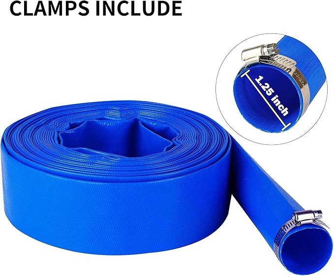 DAVCO 1.25" x 50 ft Pool Backwash Hose, Heavy Duty Reinforced Blue PVC Lay Flat - Image 6