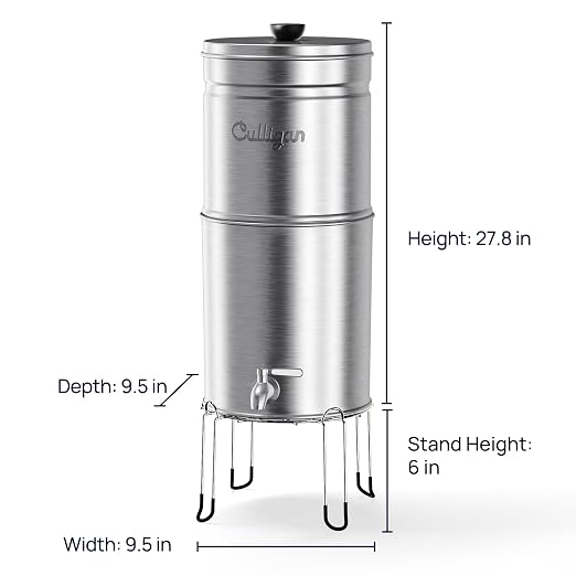 Culligan MaxClear 3 Gallon Gravity Water Filter System, Brushed Stainless-Steel - Image 7
