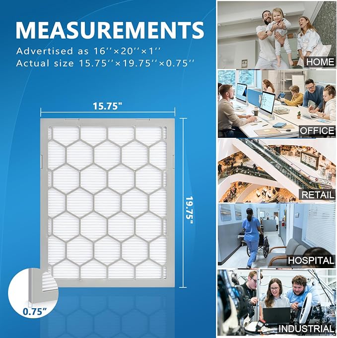 16x20x1 MERV 13 Air Filter, AC Furnace Air Filter, Reusable ABS Plastic Frame - Image 3