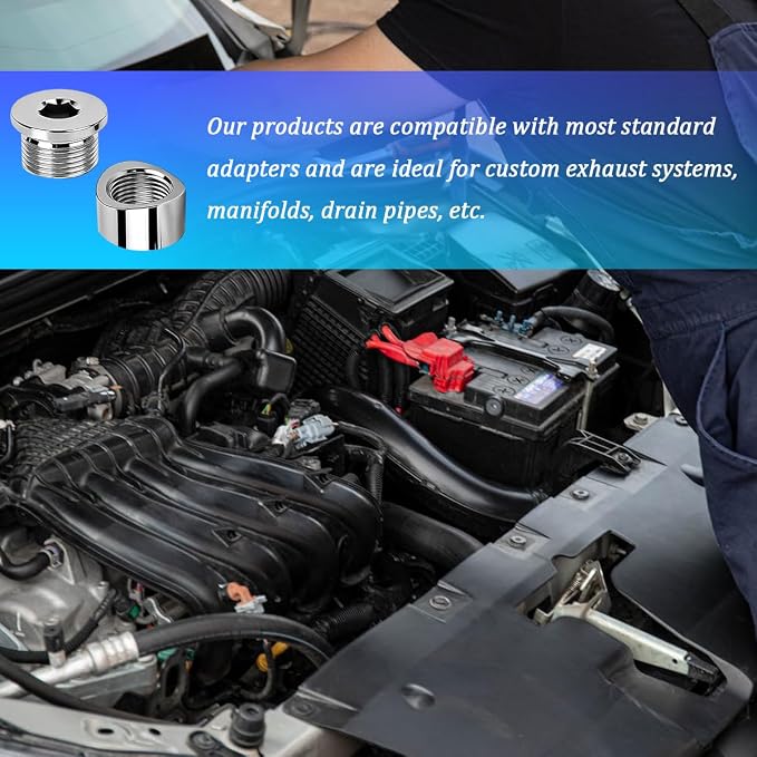 M18X1.5 Car Stepped Mounting Bung and Plugs, Stainless Steel Notched Style - Image 4