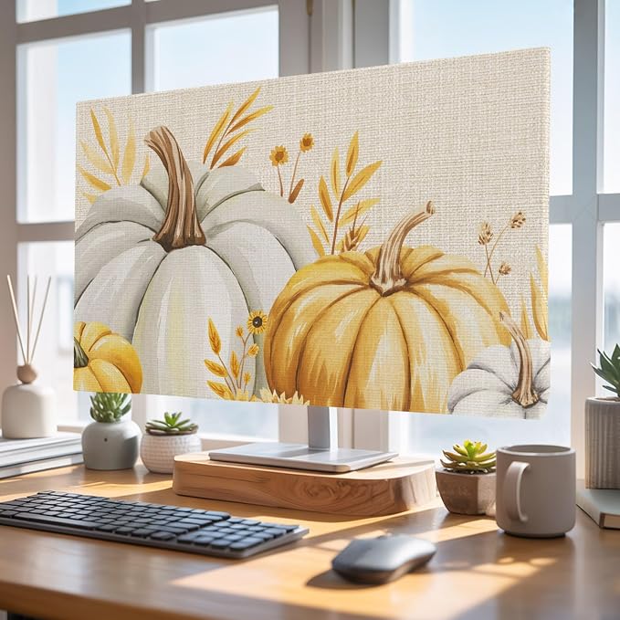 Thanksgiving Yellow Pumpkin Indoor TV Cover, Elastic TV Screen Protector Autumn - Image 4