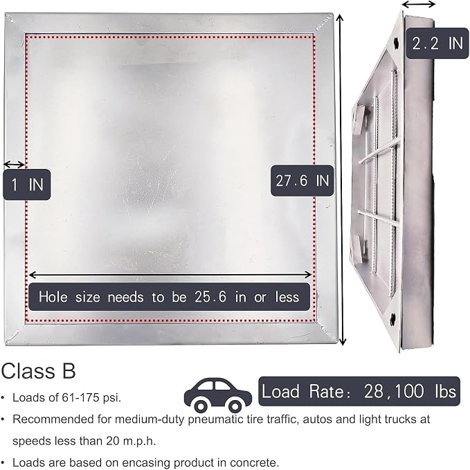 28x28 Invisible Stainless Steel Manhole Cover and Frame - Image 2