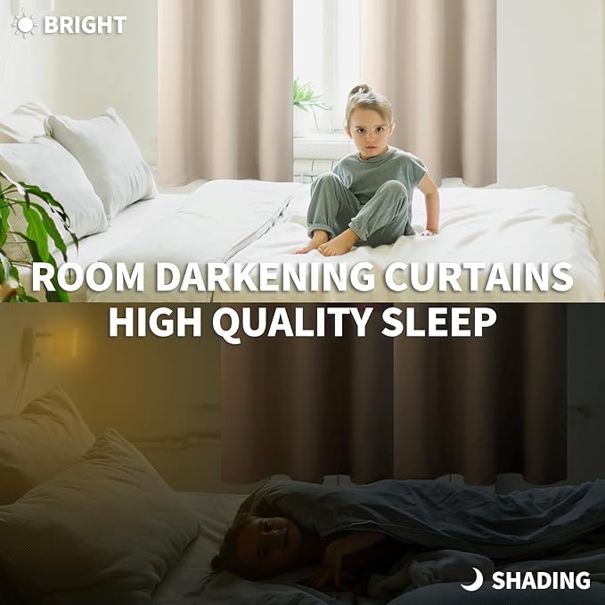 BGment Blackout Curtains - Grommet Thermal Insulated Room Darkening Bedroom and Living Room Curtains, Set of 2 Panels (52 x 72 Inch, Champagne)
