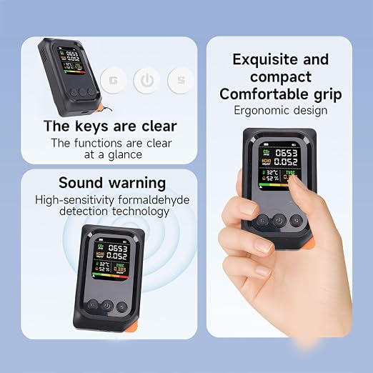 5 in 1 Air Quality Detector, CO2 TVOC HCHO Temp Humid Monitor Rechargeable - Image 8