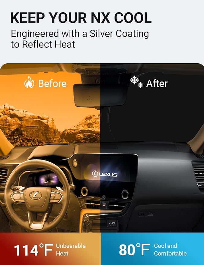 Proadsy 2026 Upgrade Windshield Sun Shade Custom Fit Lexus NX 2022-2025 2026 - Image 3