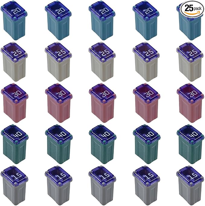 25PCS Micro Cartridge Fuses, 15A 20A 25A 30A 40A Slow Blow FMM Mcase Type Fuses by Unknown