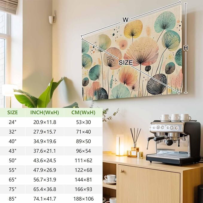 Colorful Dandelion Abstract Flower Indoor TV Cover, Elastic TV Screen Protector - Image 3