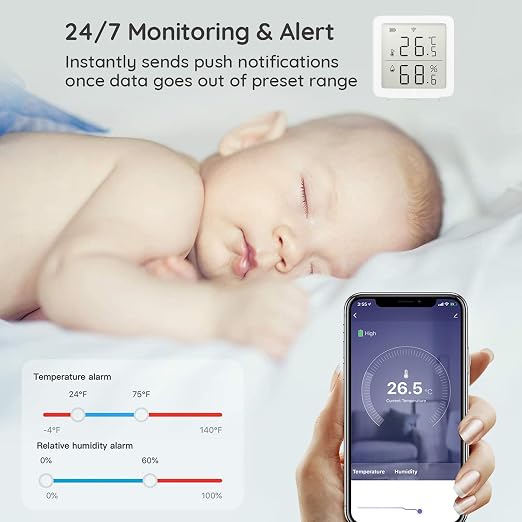 KANASI Temperature Humidity Sensor, Wireless WiFi Indoor Thermometer Meter Gauge - Image 3