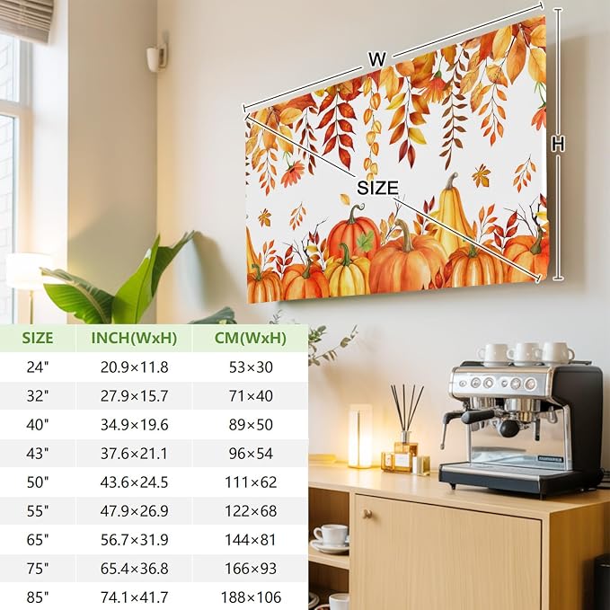 Thanksgiving Pumpkin Autumn Leaf Indoor TV Cover, Elastic TV Screen Protector - Image 4