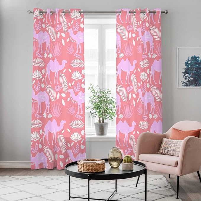 2 Panel Kitchen Cafe Curtains, Desert Camel Sunlight Filtering Nature Air - Image 5