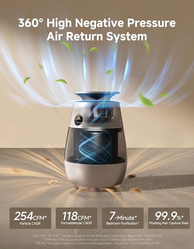 Dreame Pet Air Purifier AP10, Suck Up Floating Cat Dog Hair Dander, NeverChange - Image 2