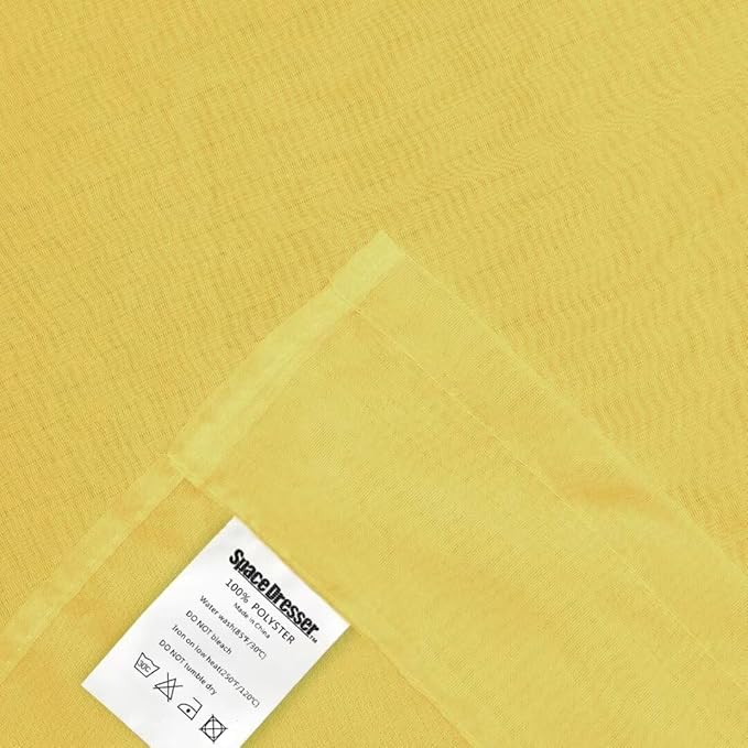 SpaceDresser Sheer Voile Window Treatment Rod Pocket Curtain Panels for Kitchen Bedroom Living Room Drapes Sunlight Filtering Privacy Semi Home Decor Assorted Colors Sizes (Yellow, 52 W x 72 L)