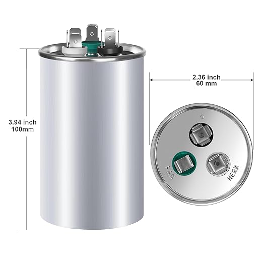 FOCSPROD 45+5 uF 45/5 MFD ±6% 370V/440V CBB65B AC Capacitor, Dual Run Round - Image 2