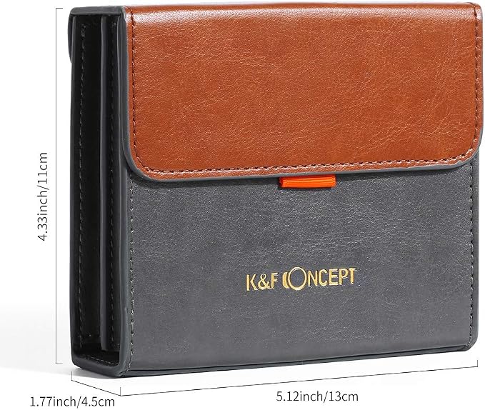 K&F Concept Lens Filter Case 4 Pocket, Leather Carrying Filters Bag Pouch - Image 2