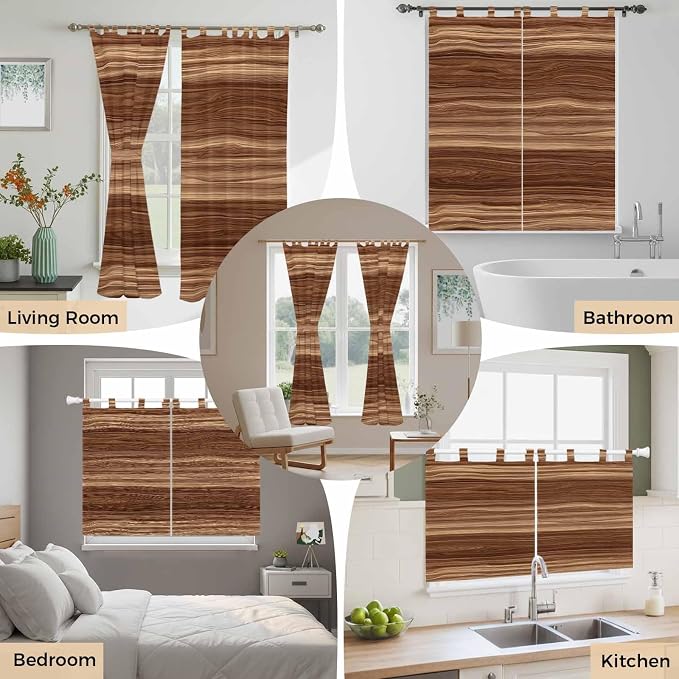 Brown Western Living Room Curtains 84 Inch Length, Window Curtains Tab Top - Image 7