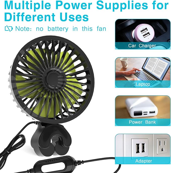 Dealswin USB Car Seat Fans for Backseat: Protable Car Cooling Fan for Car Rear - Image 6