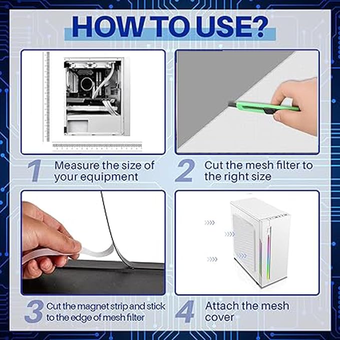 Fan Dust Mesh Filter Magnetic Frame PVC PC Case Dust Mesh Filter Desktop - Image 3