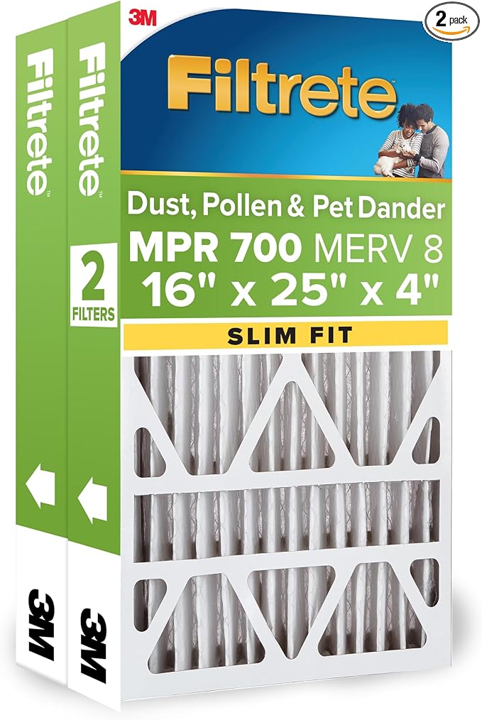 Filtrete 16x25x4 Slim Fit AC Furnace Air Filter, MPR 700, MERV 8, Fits Carrier by Filtrete