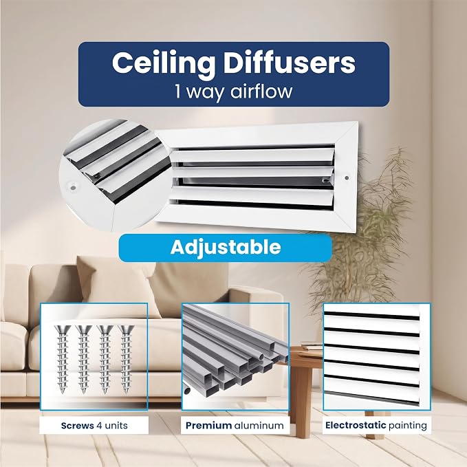 4x10 Aluminum HVAC Wall Register 1-Way Air Vent Cover Ceiling Quiet - Image 4