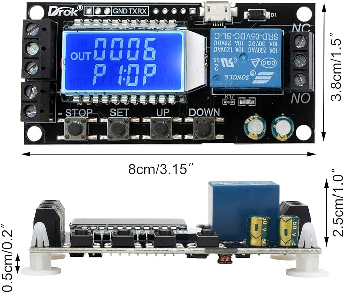 DROK Time Delay Relay, DC 5V/12V/24V Timer Relay Delay-Off Cycle 0.01s-9999mins - Image 4