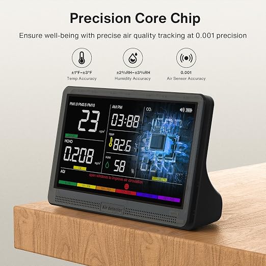 16 in 1 Air Quality Monitor Indoor 7" Display 9 AQI+7 AQI Alerts, CO2 Monitor - Image 8