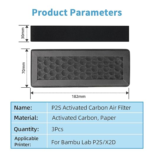 3Pcs X2D P2S Activated Carbon Air Filter Replacement - Image 2