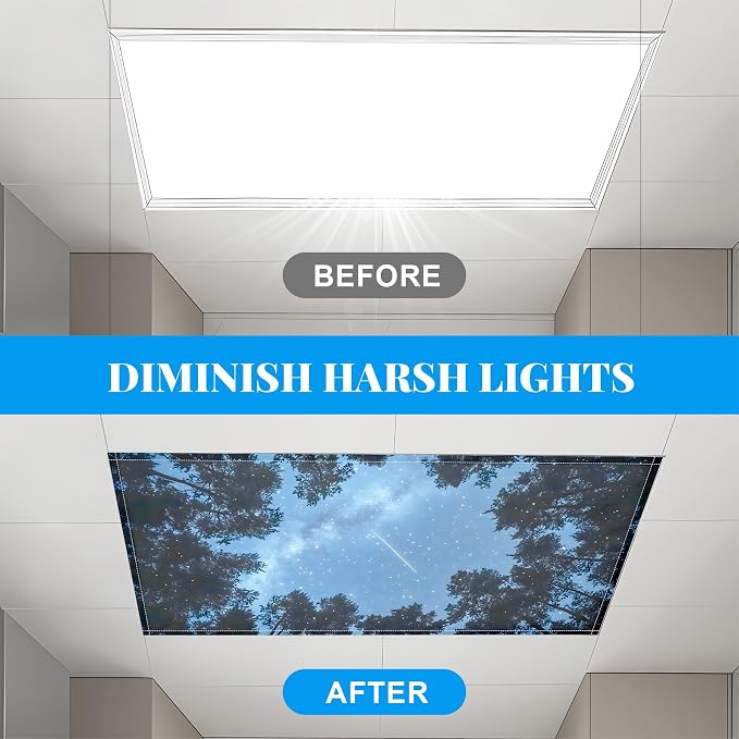 Fluorescent Light Covers-2 Pack 4 x 2 Feet Magnetic Ceiling Light Cover Room - Image 5