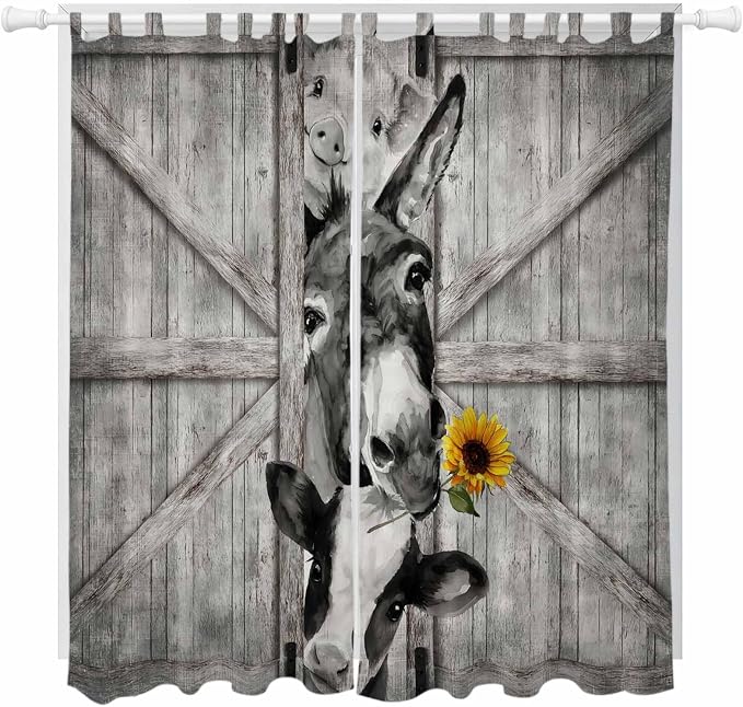 Funny Farm Animals Living Room Curtains 84 Inch Length, Window Curtains Tab Top by Unknown