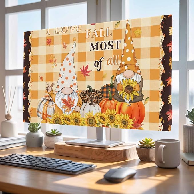 Pumpkin Harvest Sunflower Thanksgiving Gnome Indoor TV Cover, Elastic TV Screen by Unknown