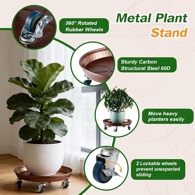 Planterhoma 3 Packs 20" Metal Plant Caddy - Image 3