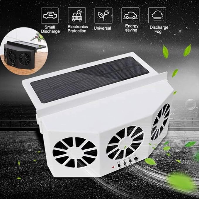 Solar Powered Car Window Exhaust Fan | 3 Fan Car Solar Power Air Vent Radiator - Image 4