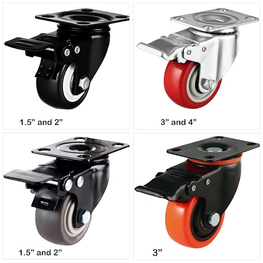 1.5" Casters Set of 8 Heavy-Duty Industrial Caster Wheels - Image 8