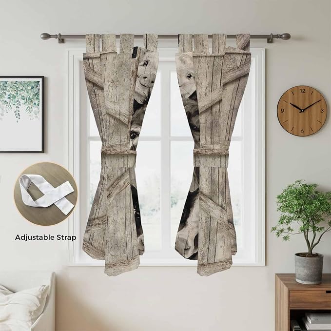 Funny Farm Animals Bedroom Curtains 72 Inch Length, Window Curtains Tab Top - Image 5
