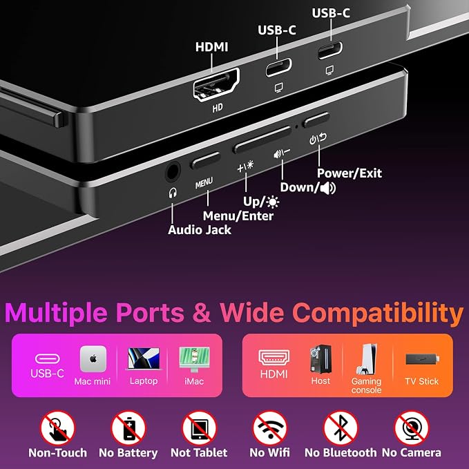 kksmart Portable Monitor for Laptop MacBook Surface PC Xbox PS5, Travel Monitor - Image 5