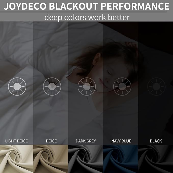 Joydeco Blackout Curtains 108 Inch Length 2 Panels Set, Thermal Insulated Long Curtains& Drapes 2 Burg, Room Darkening Grommet Drapes for Living Room Bedroom Window (Natural, W52 x L108 Inch)